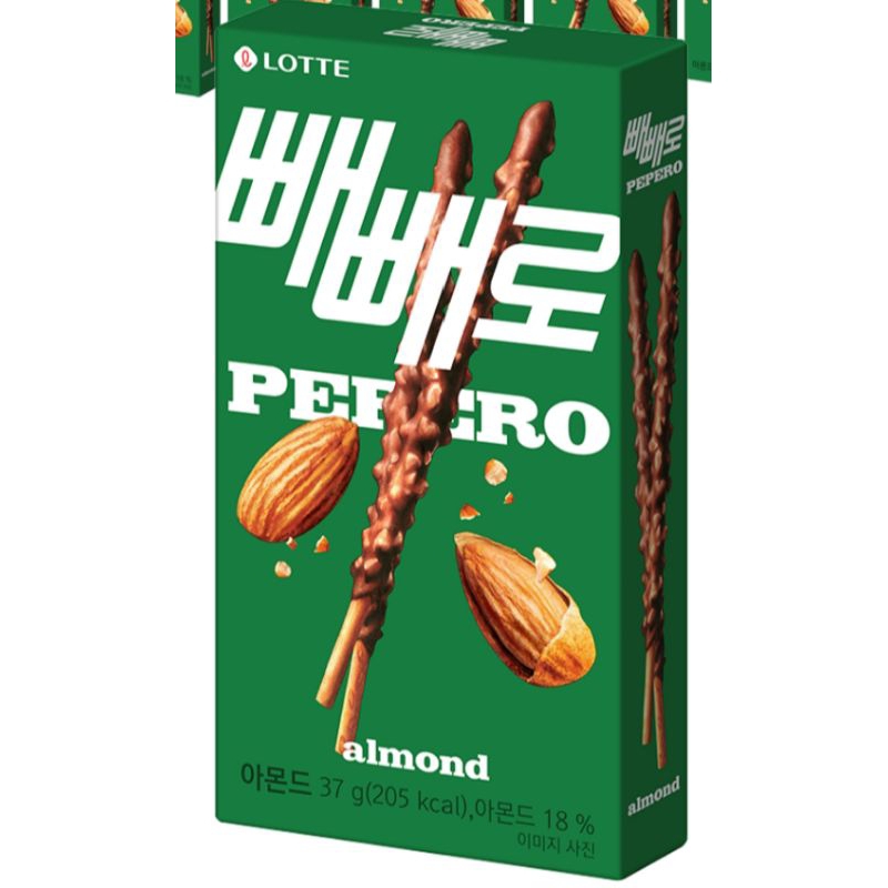 LOTTE樂天 PEPERO 杏仁巧克力棒 韓國版本🇰🇷 巧克力可可堅果脆片棒 情人節禮物 杏仁果點心棒