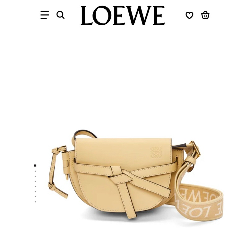 Loewe 羅威 奶油色 mini gate 老花款寬背帶 LOWE老花 Loewe gate 斜背包