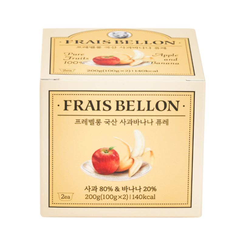 Frais Bellon韓國進口 寶寶果泥 蘋果香蕉果泥 (100克/杯，2杯/盒)