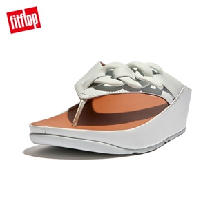 【FitFlop】OPALLE RUBBER CHAIN TOE-POST SANDALS鏈條造型夾腳涼鞋-女(海沫藍色