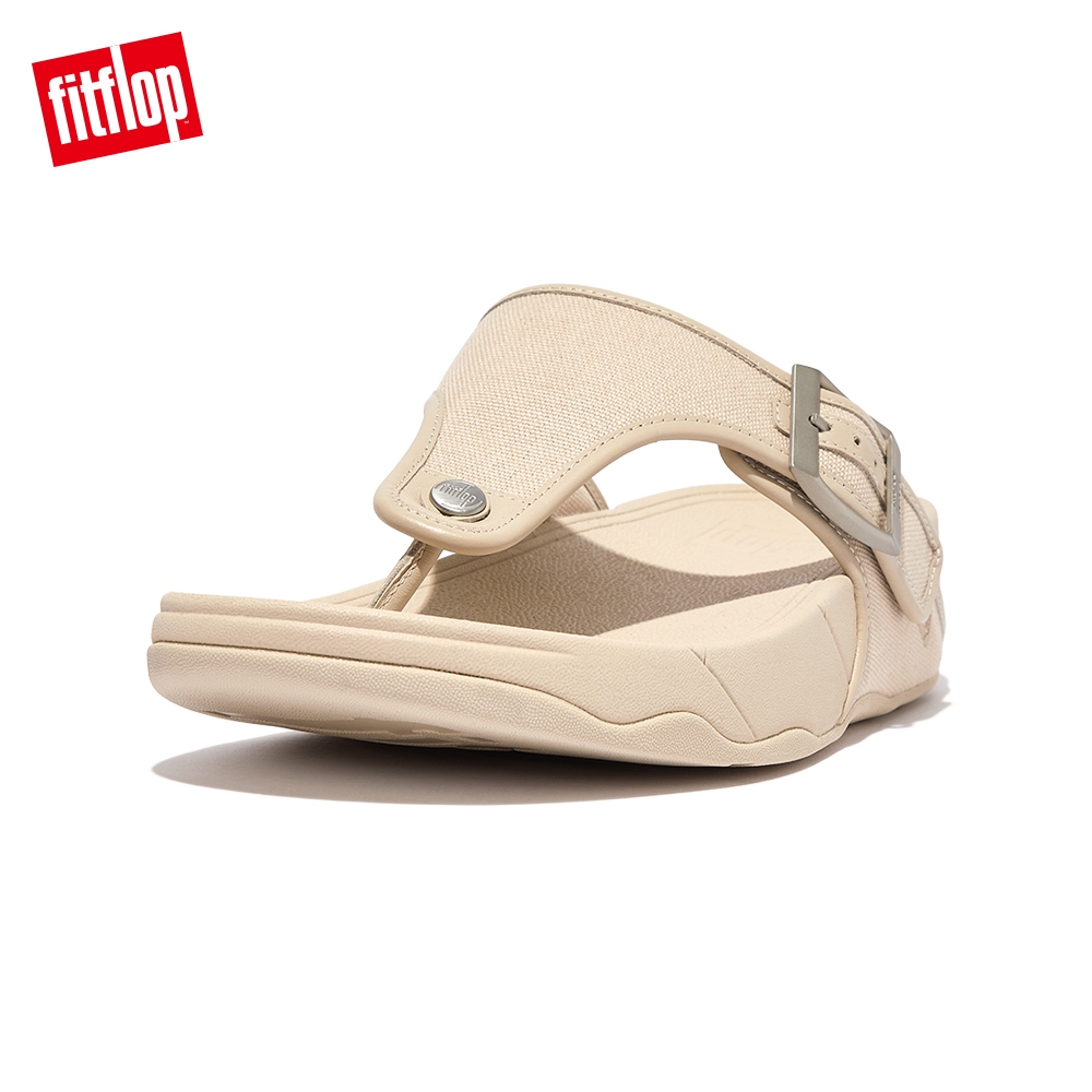 【FitFlop】TRAKK II BUCKLE CANVAS TOE-POST SANDALS扣飾帆布夾腳涼鞋-男(白