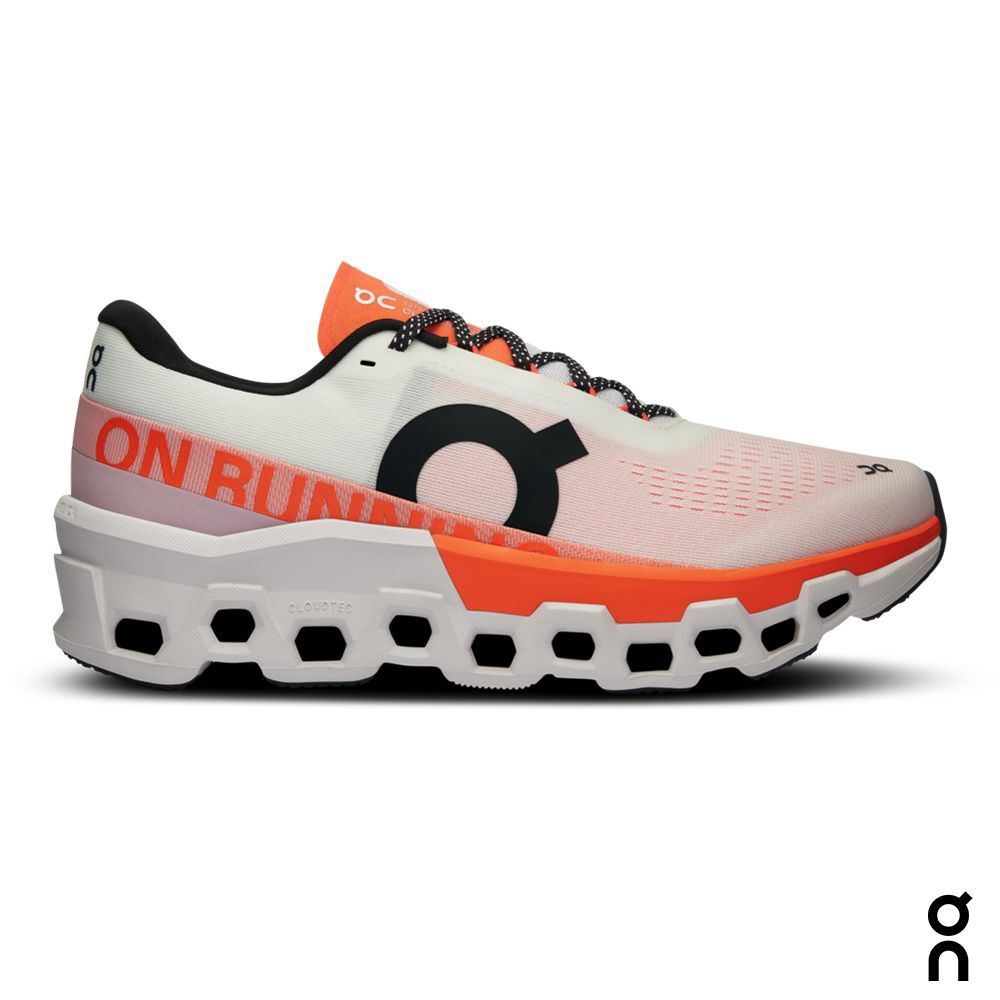 新品【瑞士 On】男/女 路跑鞋 Cloudmonster 2 #ME1012『純潔白/火焰橘』休閒 戶外 跑鞋 健身房