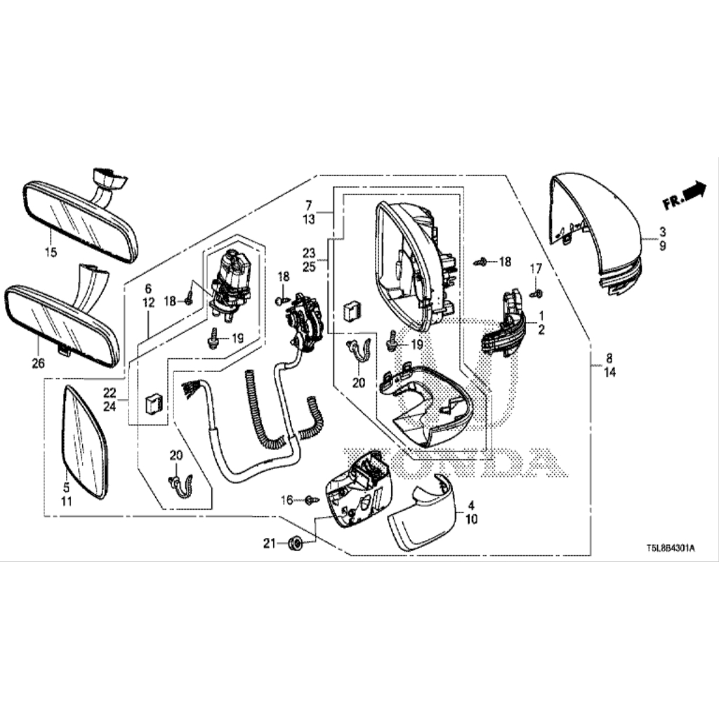 【明水自動車】 HONDA 原廠部品 FIT3 後視鏡