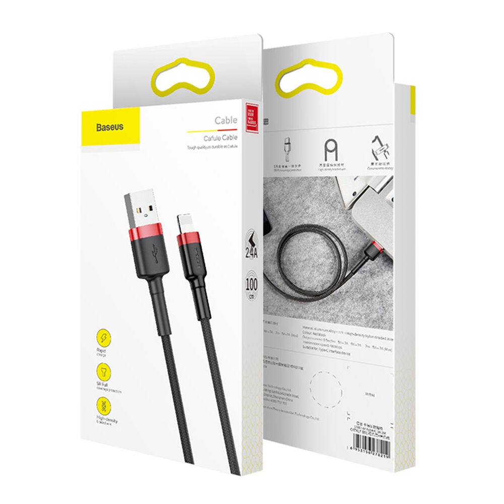 【倍思Baseus】卡福樂 USB對蘋果充電線 黑色/紅色50~100cm 2.4A快充線 數據線 傳輸線 尼龍編織線