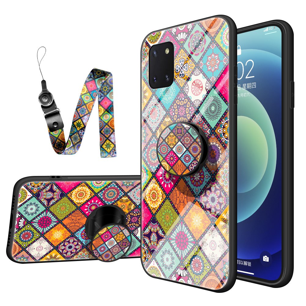 花紋三星 Galaxy Note10 Lite 手機殼 保護殼 防摔 手機套 彩繪 鋼化玻璃背蓋 矽膠軟邊 保護套 後殼