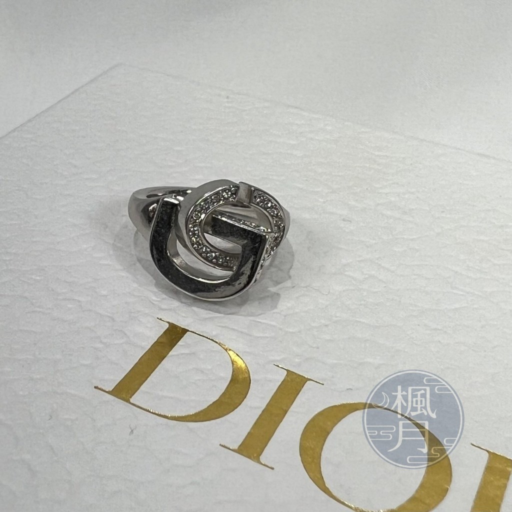 BRAND楓月 Christian Dior 迪奧 CD 水鑽 戒指 #S 飾品 配件 首飾 精品戒指 時尚配件 配飾