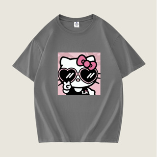 【MOMO】hello Kitty 甜妹可愛T恤 100%純棉 t恤 印花短袖 oversize 寬鬆T 卡通貓咪T恤女
