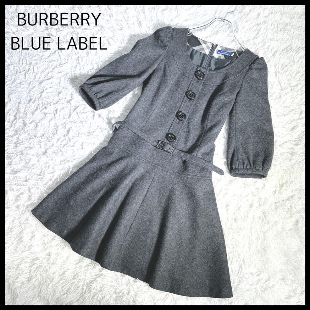 （現貨）二手 - 英國 Burberry 灰色羊毛連身裙 36/S