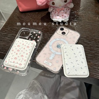 ins簡約小碎花 磁吸卡套 magsafe磁吸卡包 適用於iPhone15 14 13 12Promax i15 手機殼