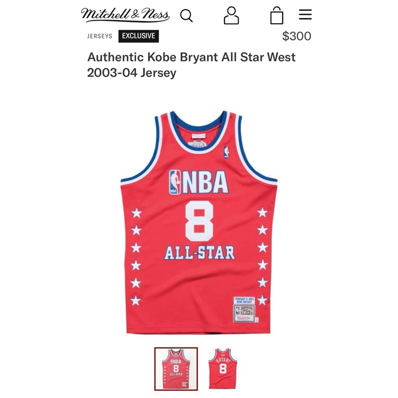 NBA Mitchell&amp;Ness球員版KOBE BRYANT 2003 All Star Game全明星紀念球衣