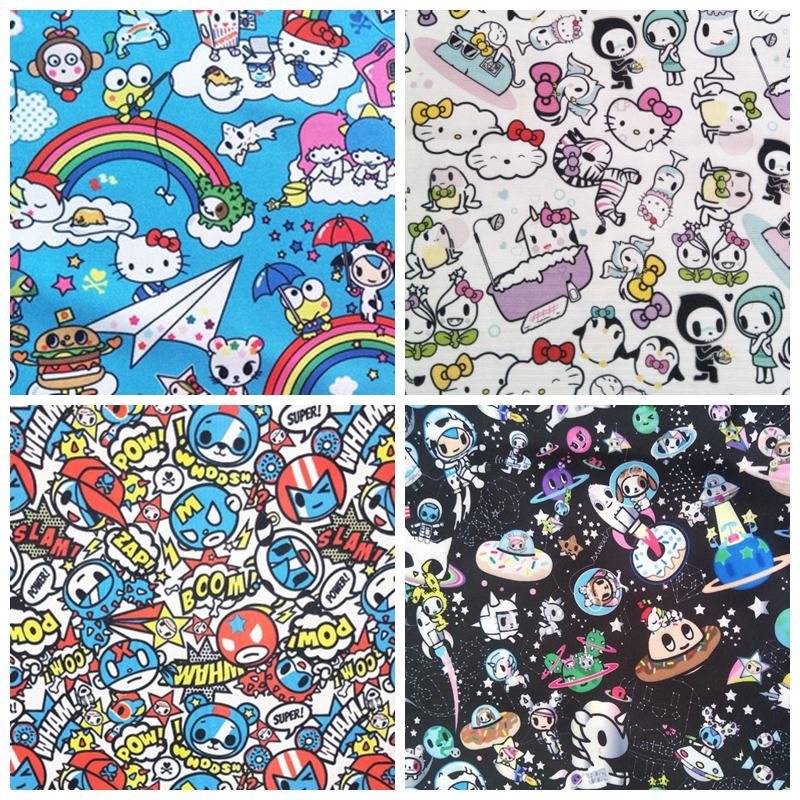 【印花布】TOKIDOKI×Kitty 凱蒂貓 玩具人 獨角獸 客製化 DIY 布料 拼布 窗簾 卡通布料 手作 桌布