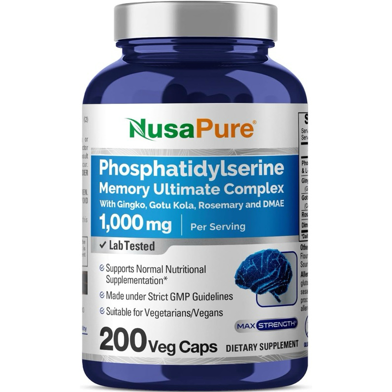 『美國原裝預購』NusaPure Phosphatidylserine 腦磷脂 磷脂醯絲胺酸 1000mg 200顆