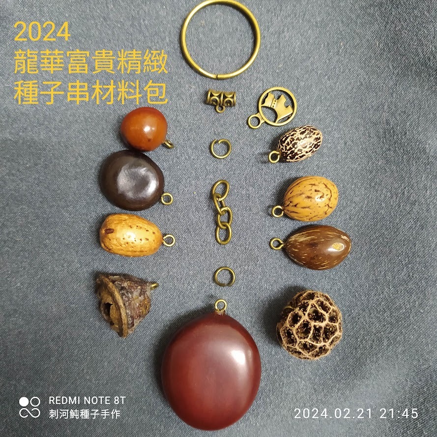 刺河魨種子手作🐡 2024龍華富貴精緻種子串材料包（古銅鍊款）