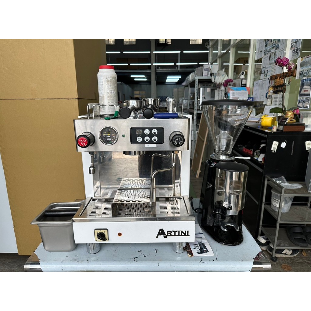 吉田二手傢俱❤ARTINI亞提尼單孔半自動咖啡機+飛馬磨豆機組 單孔機 義式 半自動 蒸氣 FE1 900N
