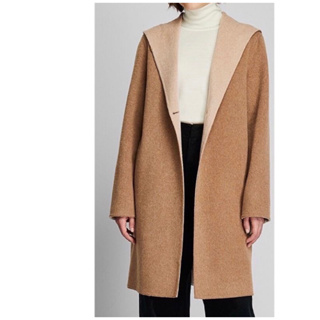 ‼️原價2490 🌟Uniqlo｜雙面織紋羊毛大衣 高雅質感 寬版寬鬆剪裁 冬天保暖連帽外套 貨號411156