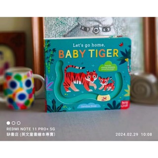 缺書店🍀nosy crow英文硬頁滑滑軌道操作書let's go home, baby tiger🍀書上附qr code