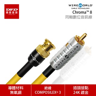 WIREWORLD 美國 Chroma 8 同軸數位音訊線 0.5M - 6M 臺灣公司貨 (導體材質 無氧銅)