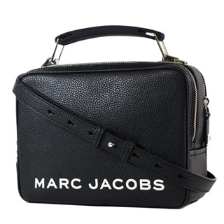 MARC JACOBS 專櫃款 THE BOX23荔枝紋手提/斜背二用包-白字黑/中 【美國正品現貨】