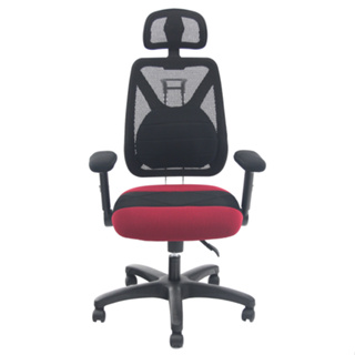 DR. AIR 豪華版升降椅背人體工學氣墊辦公網椅-紅黑 台灣製造