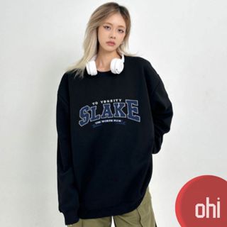 【ohi】字母印花女大學T 寬鬆休閒長袖衛衣 刷毛圓領長袖上衣 女長T(GBT1069#)