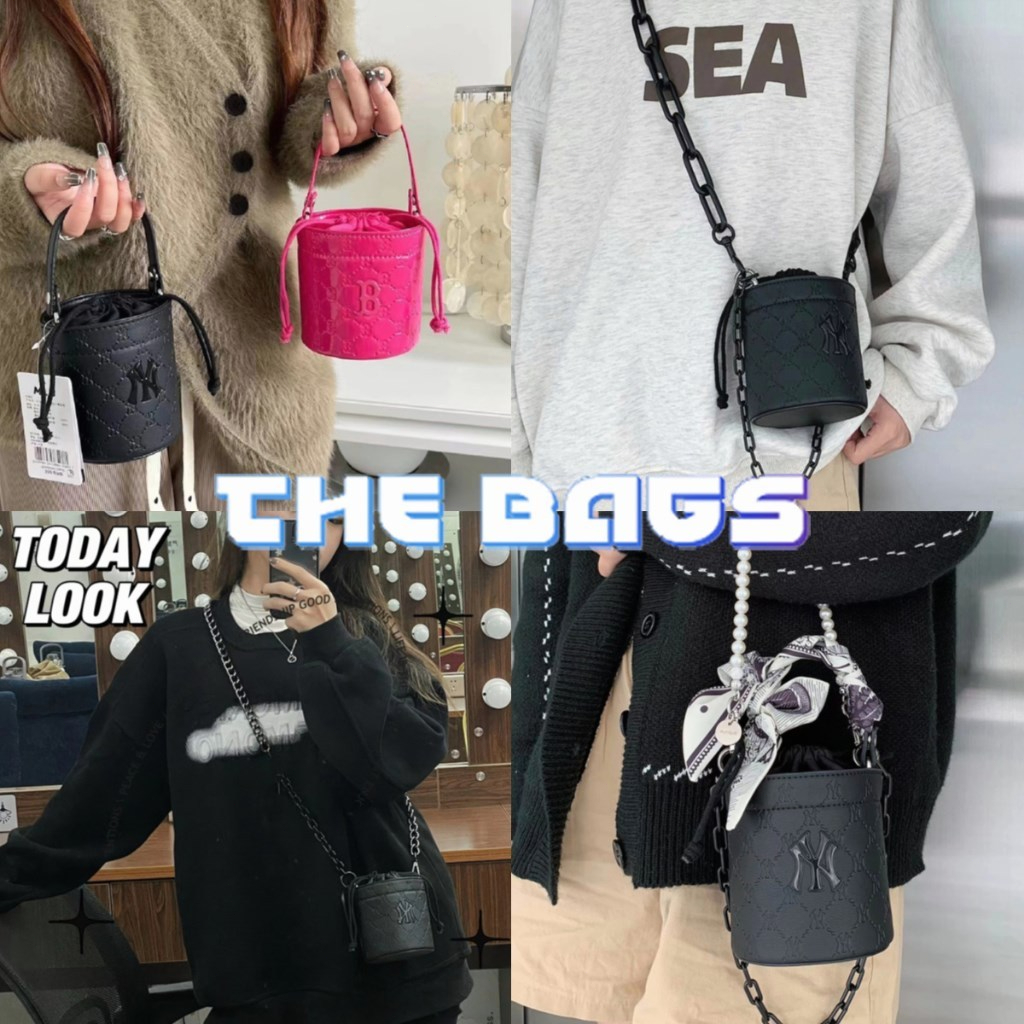 『Bags』正韓代購 ✨ MLB 洋基包 水桶包 nano香水包 老花香水包 復古水桶包 滿印老花 肩背包 斜挎包 送禮