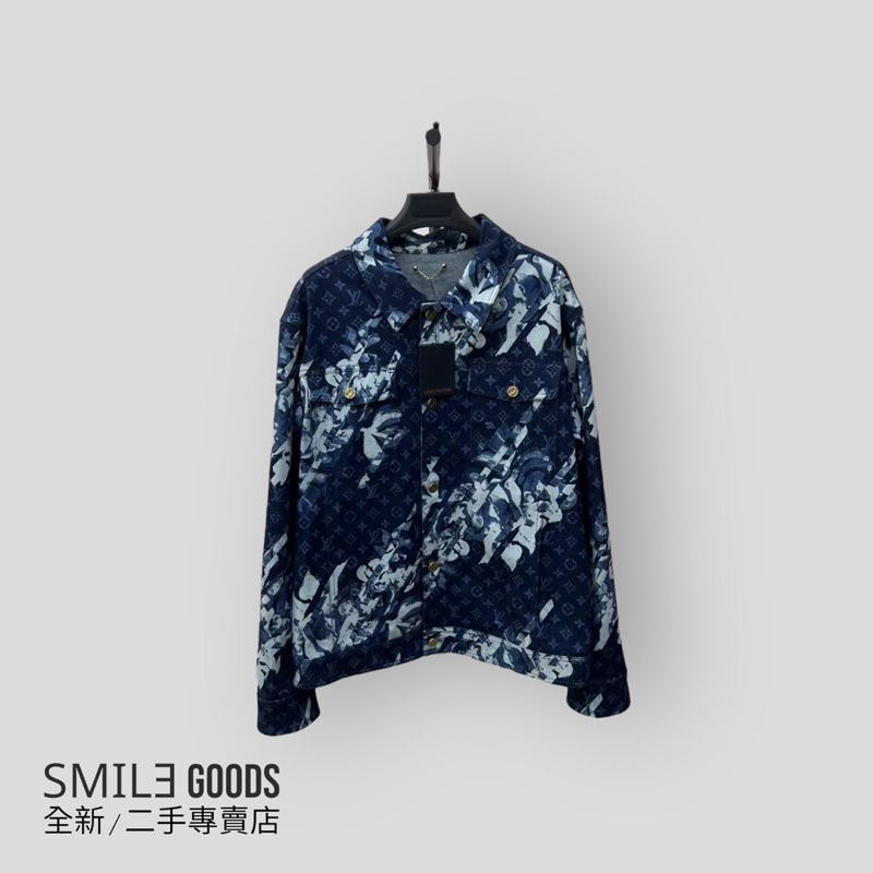 [SMILE] Louis Vuitton LV藍色塗鴉滿版logo牛仔夾克外套
