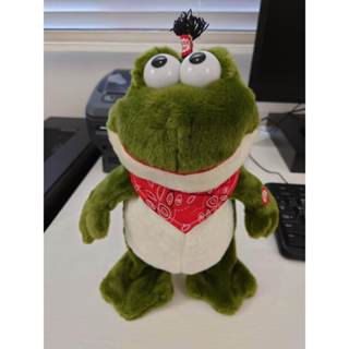 青蛙 玩偶 跳舞 唱歌 聲音 音樂 娃娃 30CM 近全新 動物 可愛 綠色 領巾 有聲