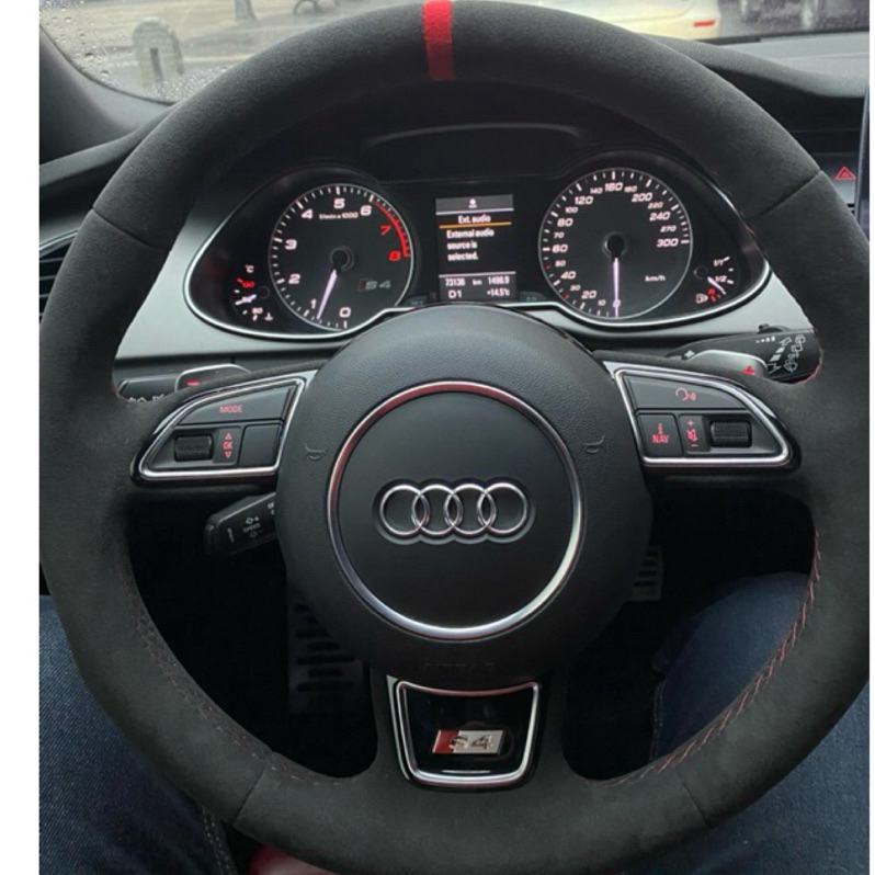奧迪audi方向盤/Audi S4 B8.5原廠方向盤 麂皮包覆12點方向紅標 含原廠氣囊