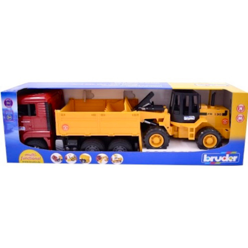 全新 德國 bruder 1：16 MAN 卡車 + 堆土機組 RU2752 模型車 男孩 玩具 可動