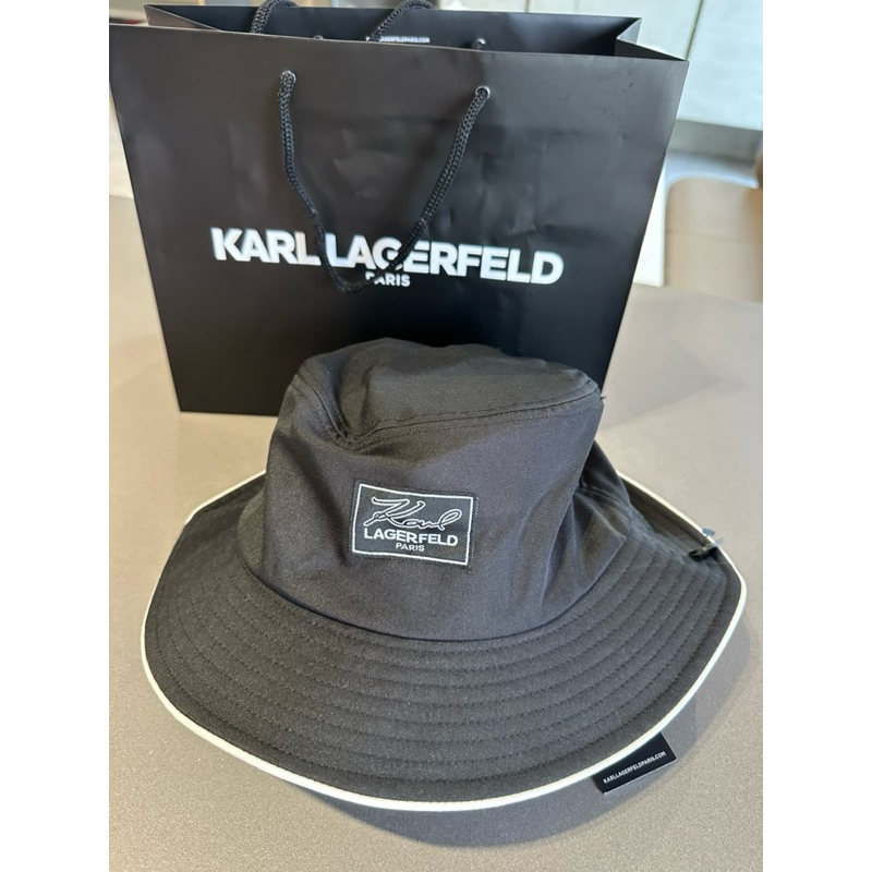 全新專櫃正品卡爾老佛爺 黑色漁夫帽Karl Lagerfeld