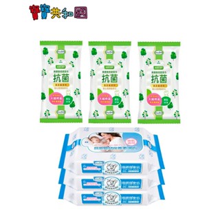 Baan 貝恩 潔膚抗菌柔濕巾30抽x3包＋嬰兒保養柔濕巾20抽x3包 隨身柔濕巾 嬰兒濕巾 原廠公司貨 寶寶共和國