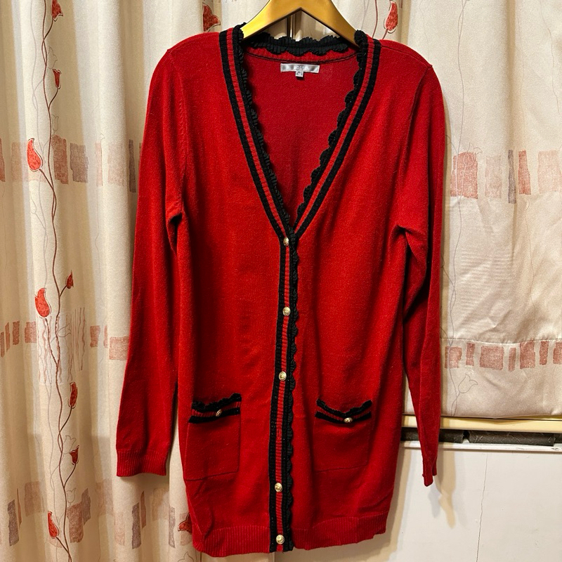 abito 專櫃紅色毛衣外套M號。