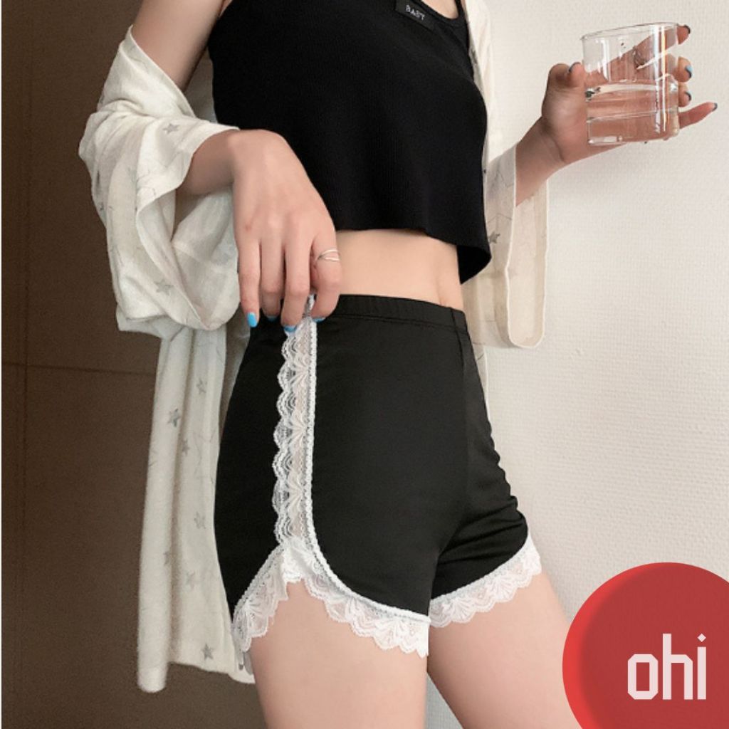 【ohi】安全褲 內搭褲 開衩蕾絲 舒適安全褲 四角褲 睡褲 棉短褲 打底 防走光 小清新少女 平口褲GPA739#