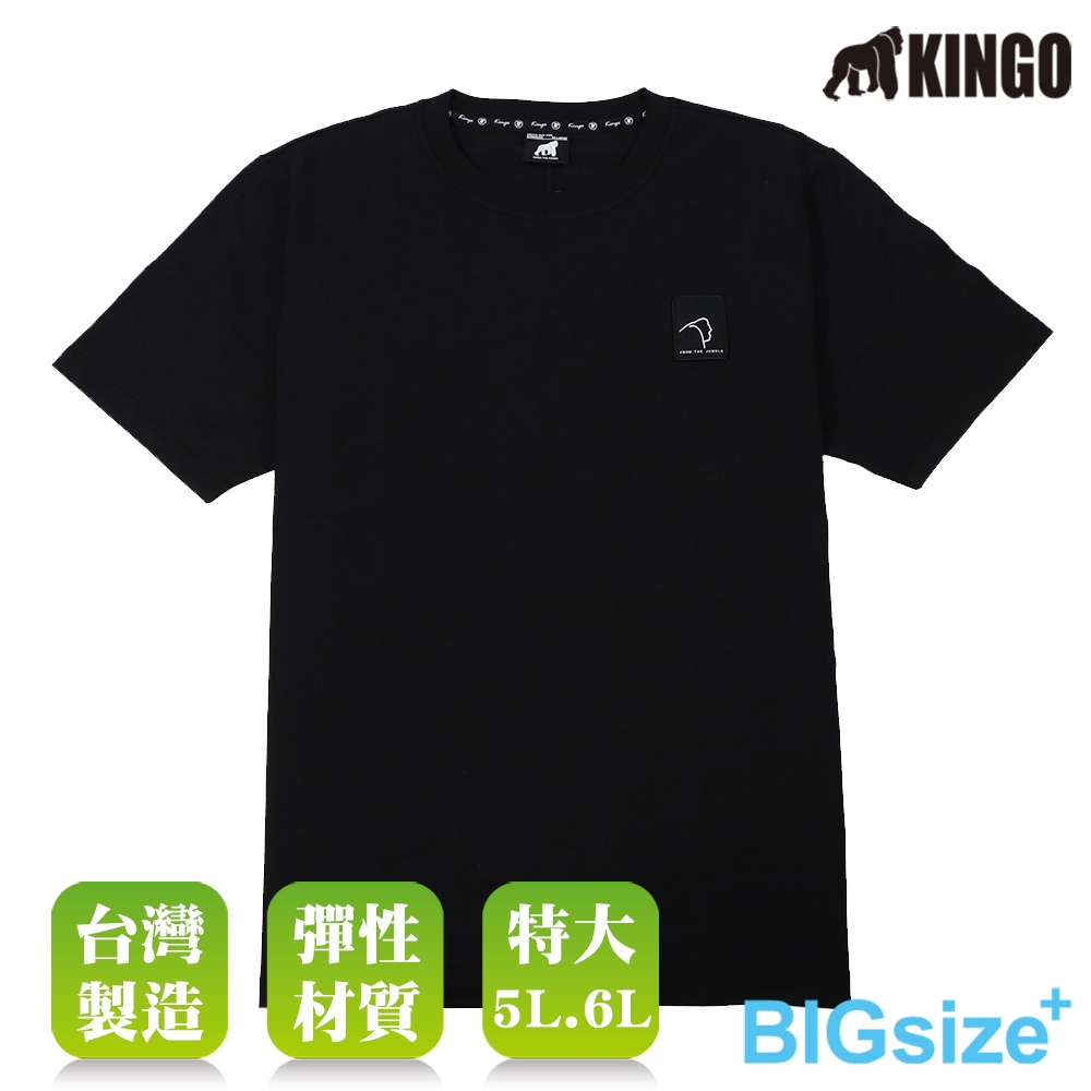 KINGO-超大尺碼-男款 圓領T恤-黑-415135