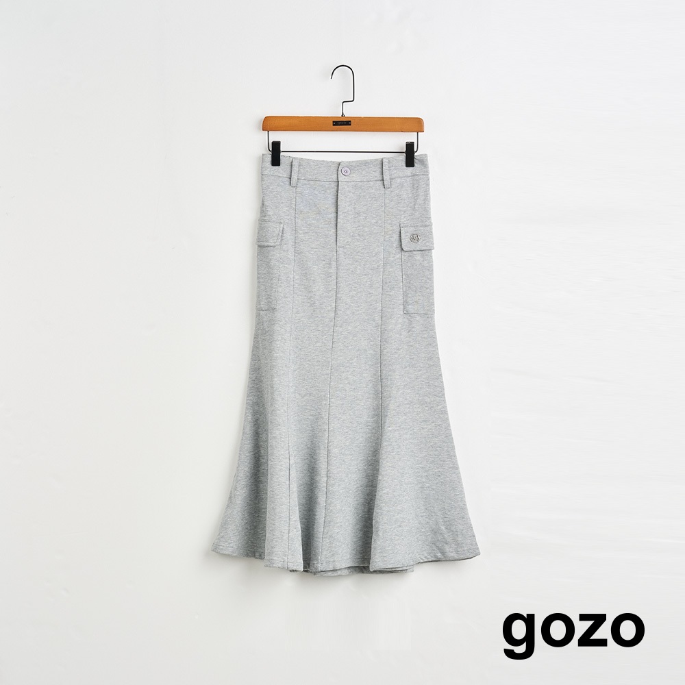 【gozo】➤雙口袋修身魚尾裙(淺灰/黑色_F) | 女裝 修身 百搭