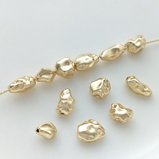 宏雲Hongyun-ala- 保色14K包金異形石頭珠不規則隔珠巴洛克風珍珠項鍊手鍊飾品配件