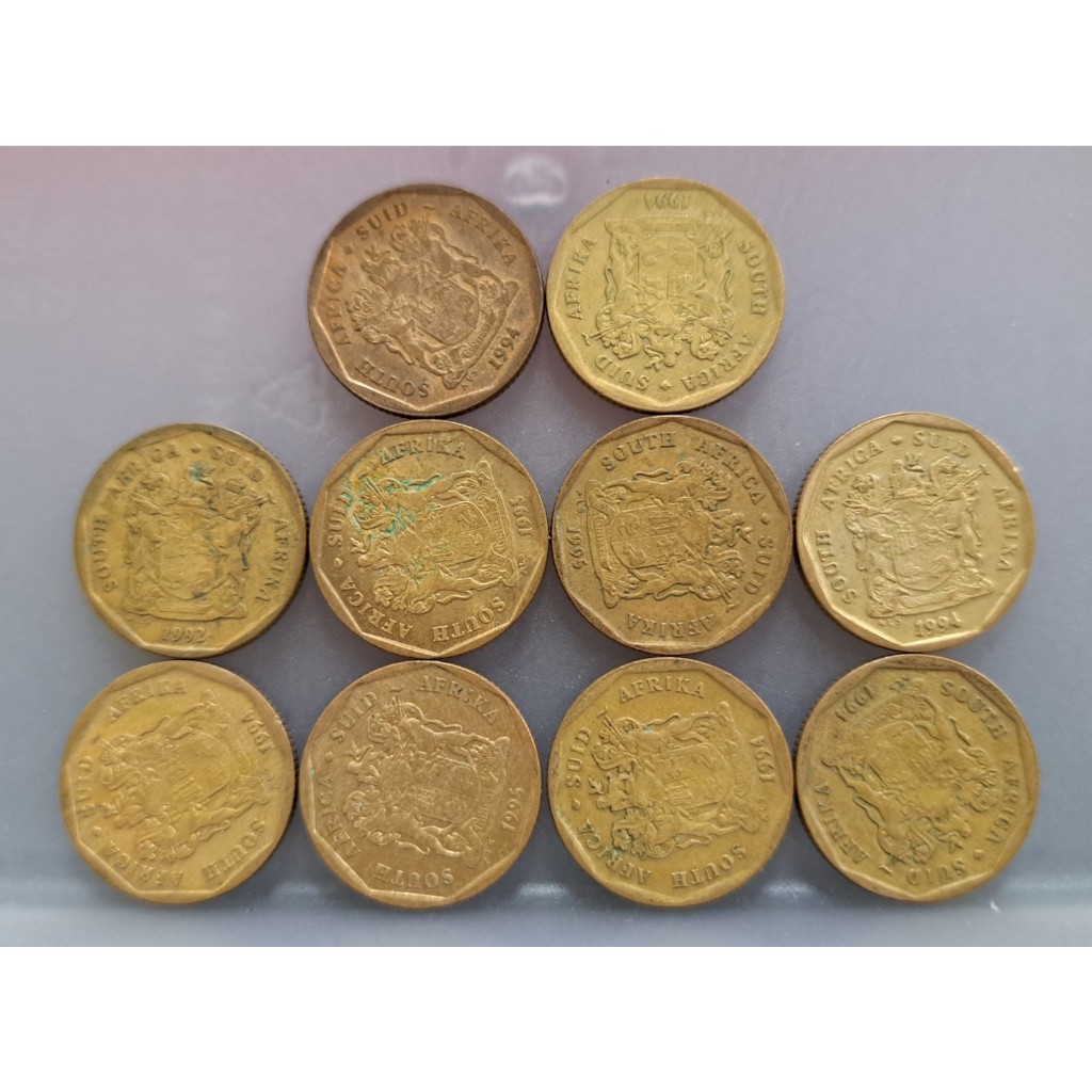 幣724 南非1992.94.95年20分硬幣 共10枚