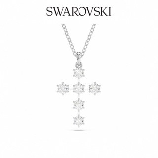 SWAROVSKI 施華洛世奇 Insigne 鏈墜 圓形切割 十字架 白色 鍍白金色