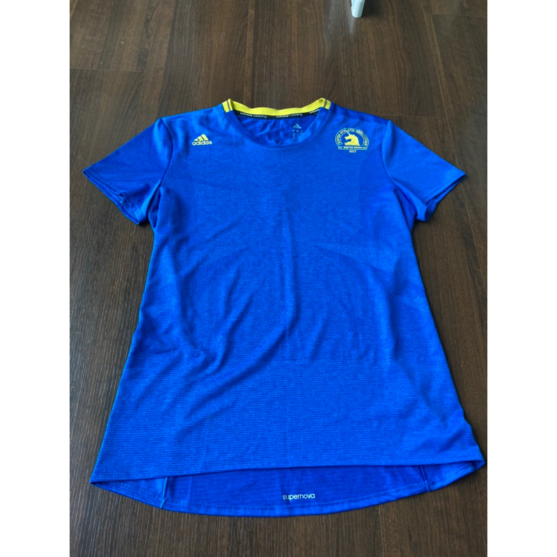Adidas 愛迪達 運動衫 短袖 藍色系 121 BOSTON MARATHON® 2017 尺寸M