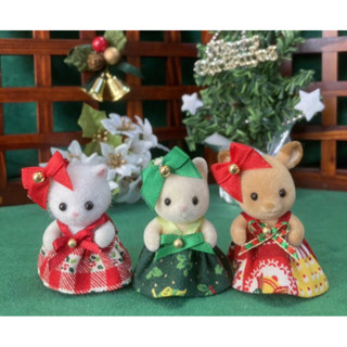 ✤鳩日堂 日本職人手作 森林家族衣服 🎄聖誕洋裝 寶寶尺寸 全世界僅此一件 先搶先贏～ 日本帶回手工洋裝 聖誕節 裙子