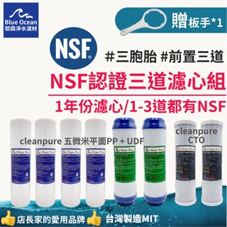 【blueocean歐森】NSF認證三道一年濾心/藍蓋cleanpure pp+cto+UDF/濾芯