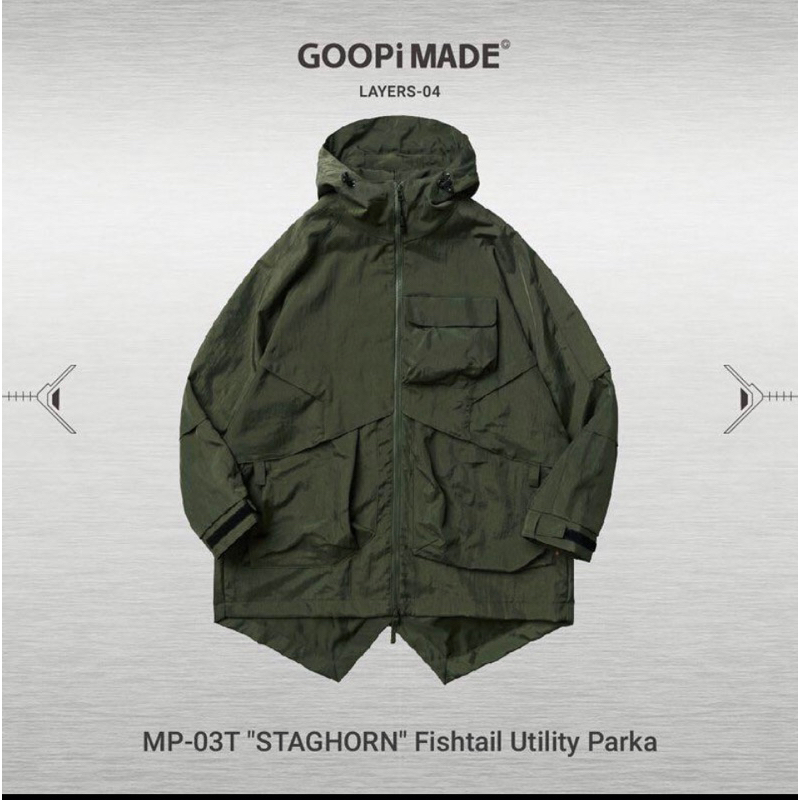 （賣出）GOOPi/MP-03T STAGHORN Fishtail Utility parka 軍綠防風防潑水外套