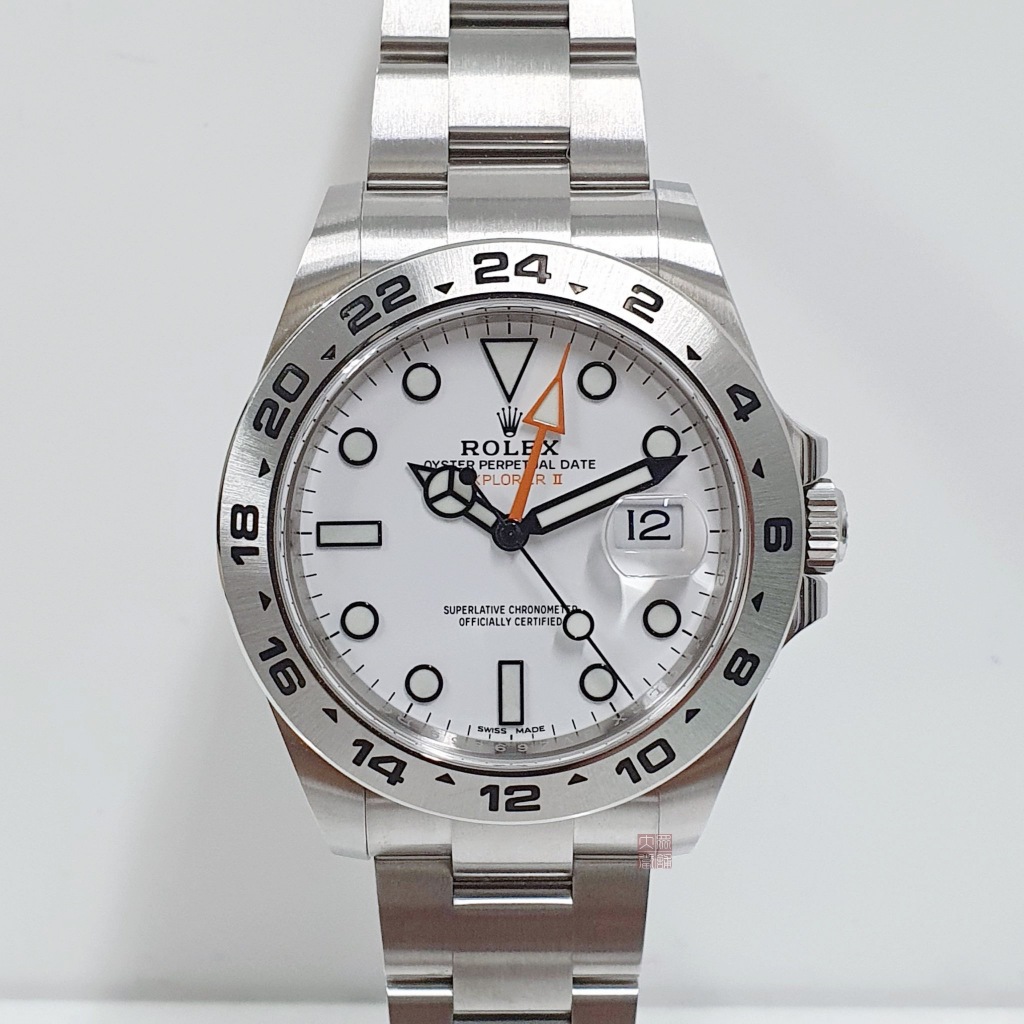 ROLEX勞力士 216570 EXPLORER II 2021/02新式綠卡 探二 白面橘針 大眾當舖L617