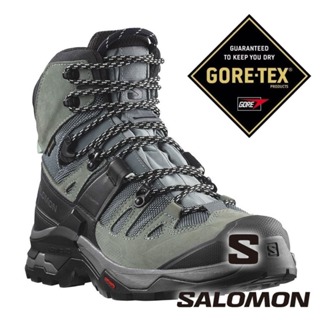 【SALOMON 法國】女 QUEST 4 GTX高筒登山鞋『石板灰/綠/乳白藍綠』413870 戶外 露營 登山 健行