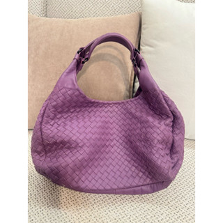 極新 保證正品）BOTTEGA VENETA Campana小羊皮雙提把編織提包 小 粉紫色