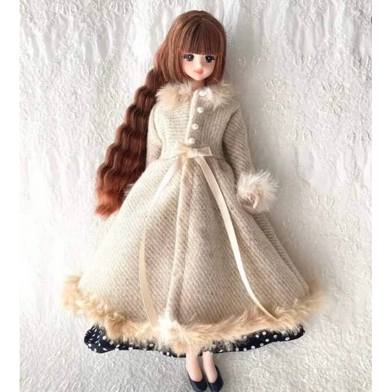 珍妮 桃子 momoko 娃衣不含娃娃   娃衣  手作 二手  1點米色洋裝外套 桃子 momoko 可穿 日本手作