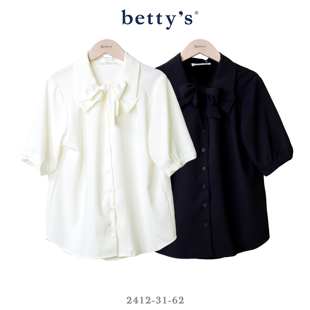 betty’s專櫃款(41)領口蝴蝶結雪紡短袖襯衫(共二色)