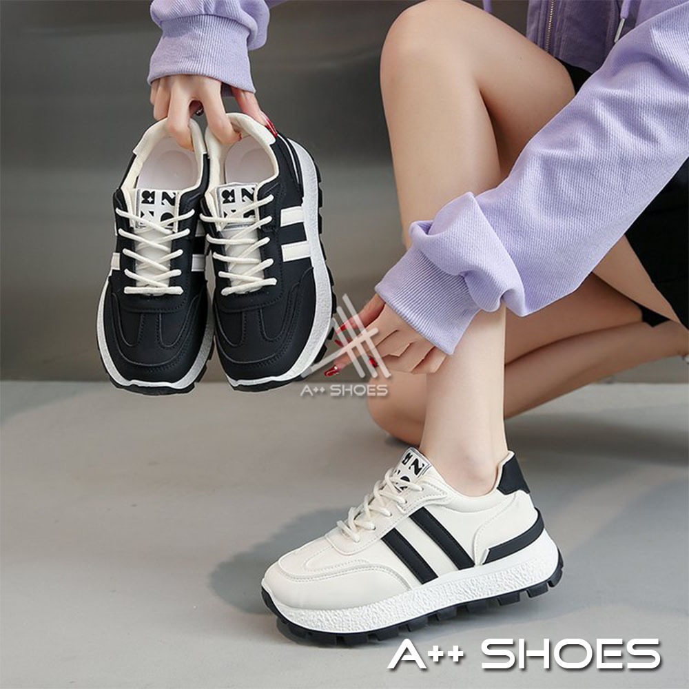 A++ 大尺碼 37-44 情侶阿甘鞋 運動休閒鞋 老爹鞋  小白鞋 韓版休閒鞋 綁帶經典兩條休閒鞋 厚底鞋 ~ 偏小