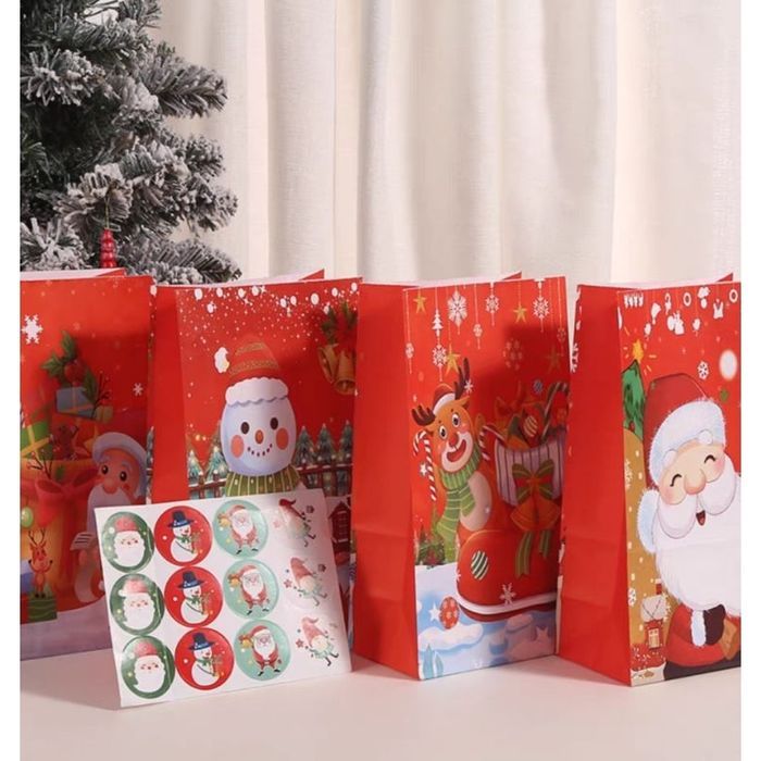 愛寶我的世界💥台灣快速出貨💥聖誕禮物紙袋聖誕老人印花紙袋平安夜禮品袋糖果袋手提牛皮紙袋平口禮品袋