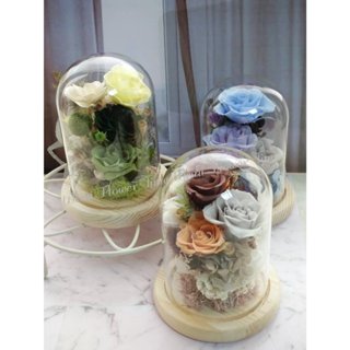 WeiNi 永生花 玻璃盃 玫瑰花 永生花 不凋花 乾燥花 玻璃皿 玻璃罩 柱形 禮物 溫馨擺飾